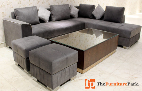 wholesale furniture in kirti nagar Plaza Grey L Shape Sofa