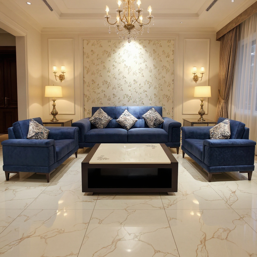 Imperial Blue Luxe Living Set