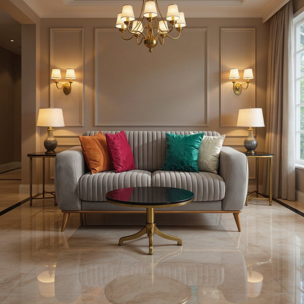 Luxe Ribbed Pearl Sofa