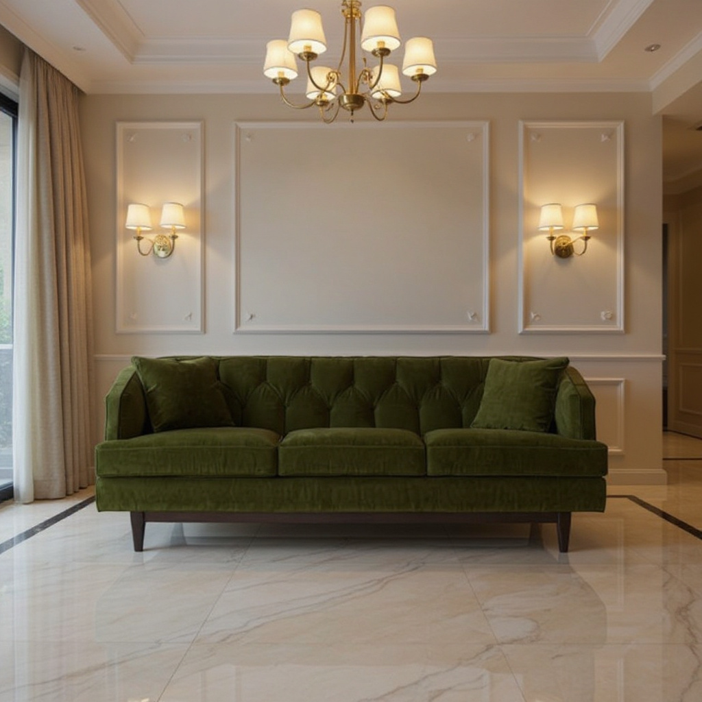 Emerald Crest Velvet Sofa